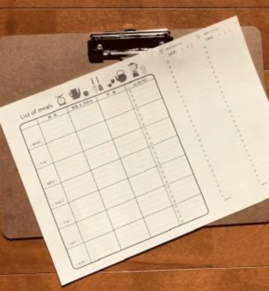 一週間の献立表のテンプレート。無料ダウンロードできます。